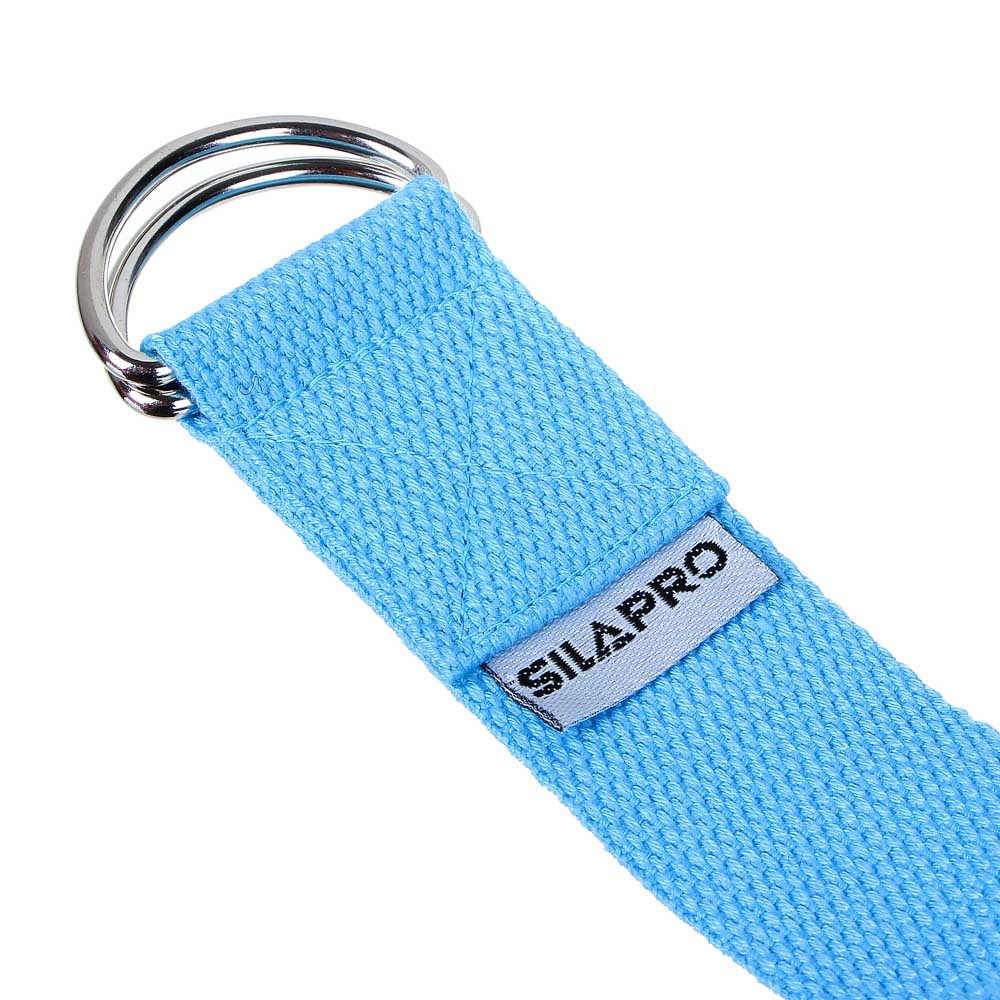 SILAPRO Ремень для йоги, растяжки и пилатеса с кольцами, 180x3,8см, хлопок, 5 цветов, арт.№ 093-011