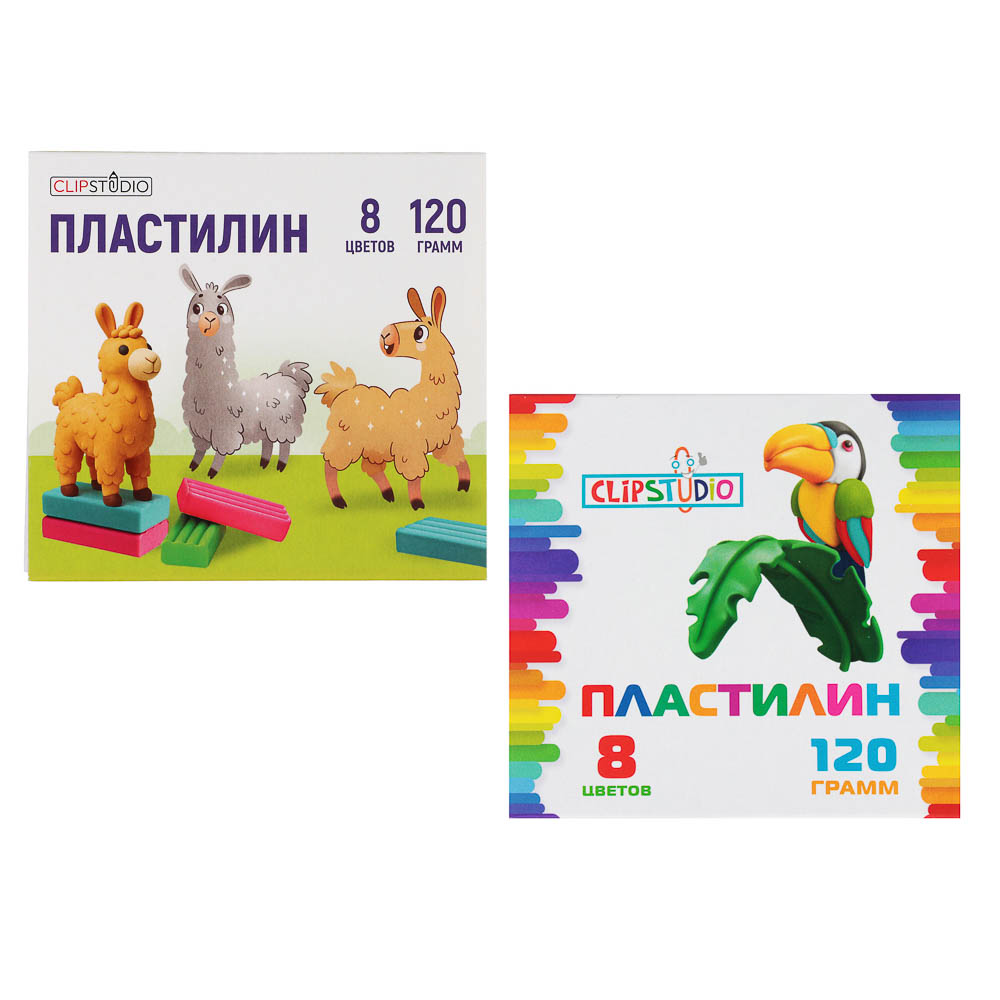 Пластилин 8цв. ClipStudio 120 грамм, в картонном выдвижном пенале, арт.№ 239-048