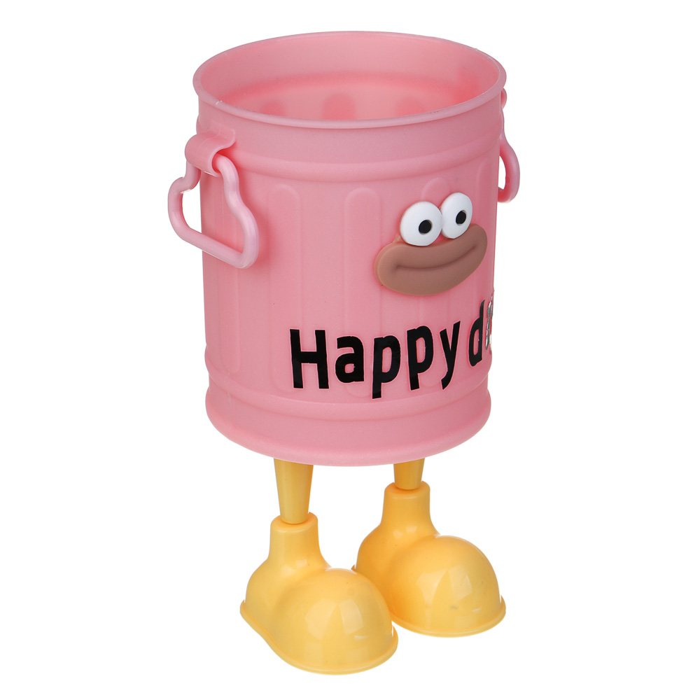 Подставка для ручек и карандашей с ножками, глазами и наклейками, 15x9см, пластик, 3 дизайна, арт.№ 595-018