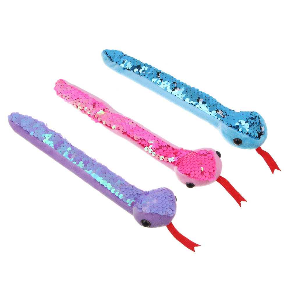 СНОУ БУМ Кляк-браслет с мягкой игрушкой, пластик, полиэстер, длина 24 см, 3 цвета, арт.№ 343-011