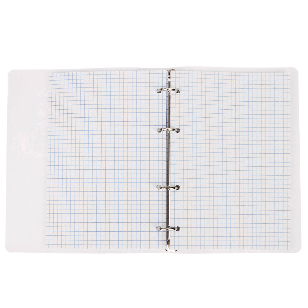 Тетрадь на кольцах А5, 80 л., клетка, обложка пластик, белый блок, микс, арт.№ 578-182