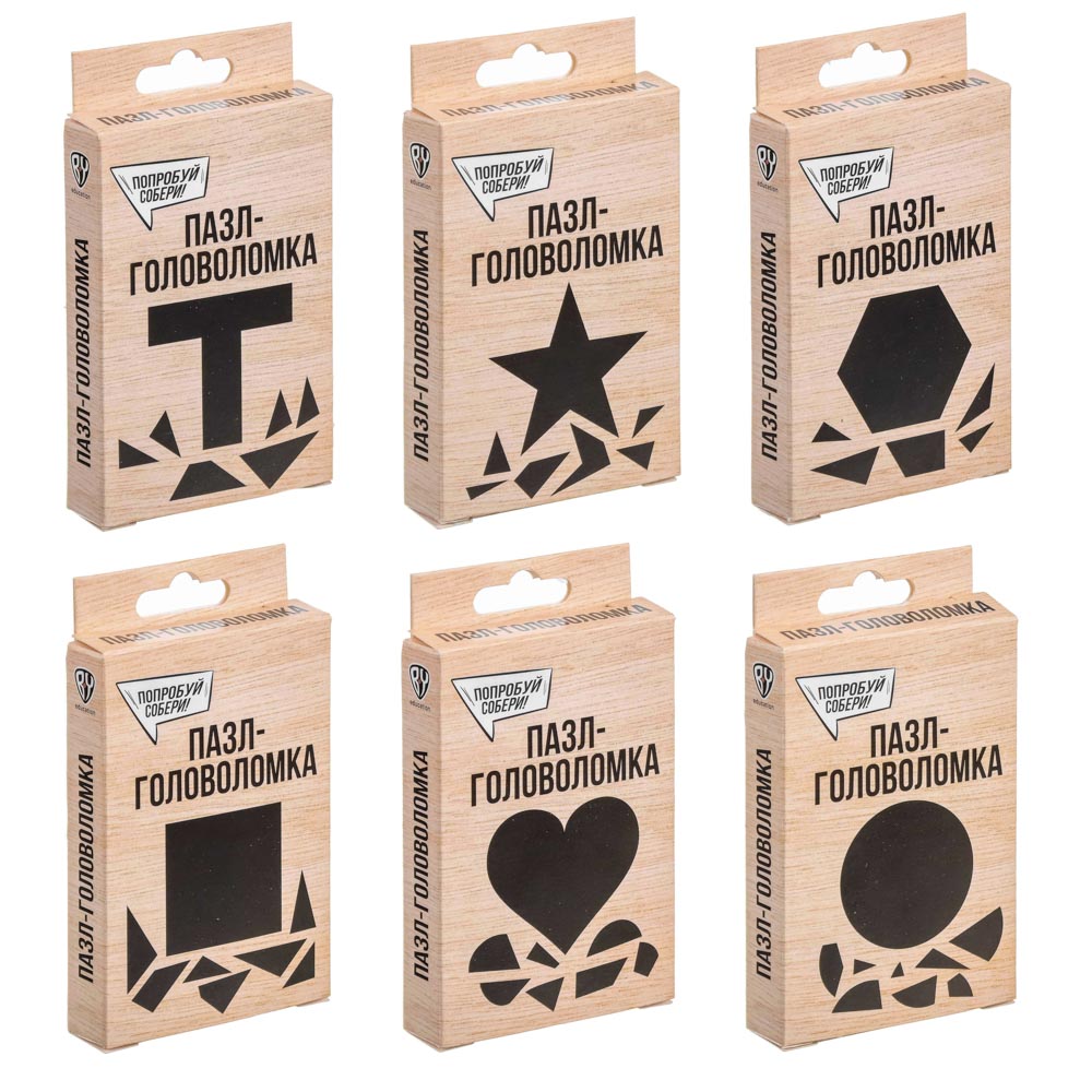 BY Education Пазл - головоломка, 6х9х1,5см, ХДФ, 6 дизайнов, арт.№ 830-758