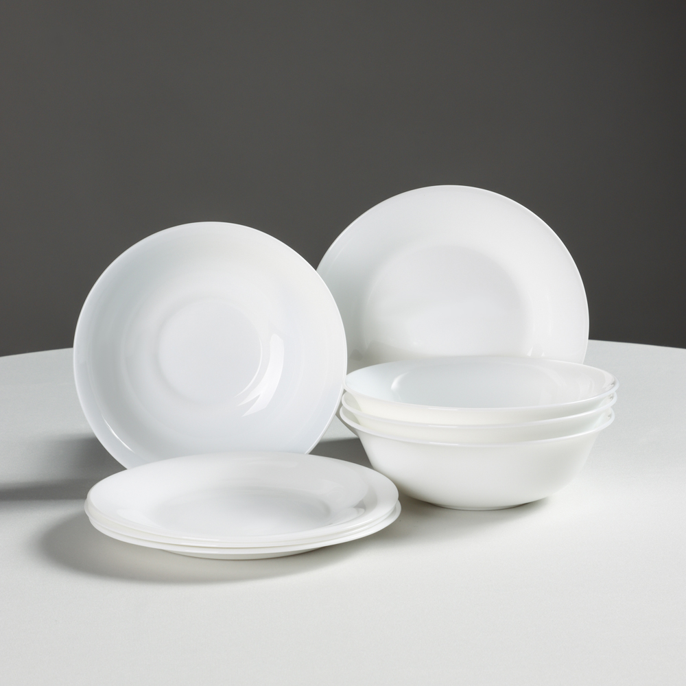 MILLIMI Набор столовой посуды 8пр (тарелка 17,5см - 4шт., салатник 16,5см - 4шт.), опаловое стекло, арт.№ 818-156