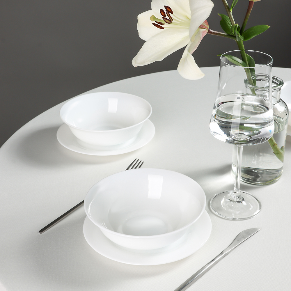 MILLIMI Набор столовой посуды 8пр (тарелка 17,5см - 4шт., салатник 16,5см - 4шт.), опаловое стекло, арт.№ 818-156