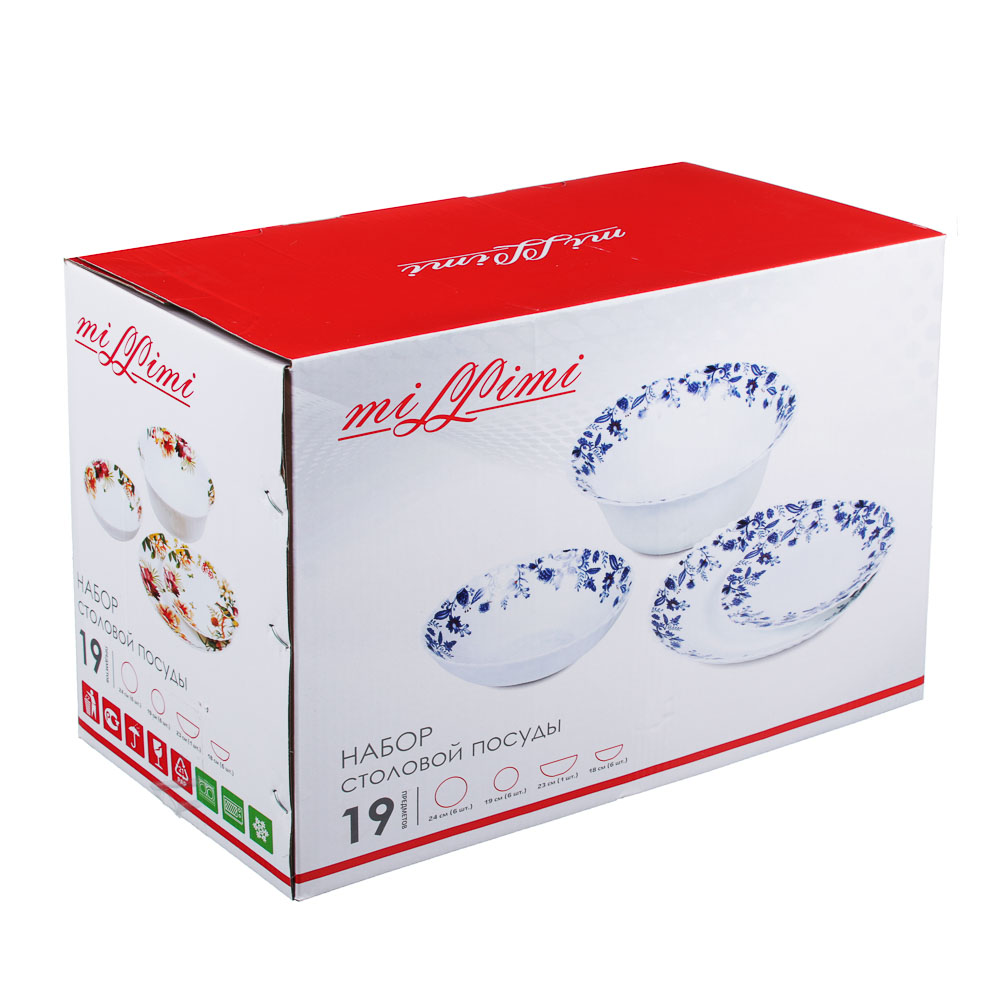 MILLIMI Рио Набор столовой посуды 19 пр., опаловое стекло, 16194A, арт.№ 818-570