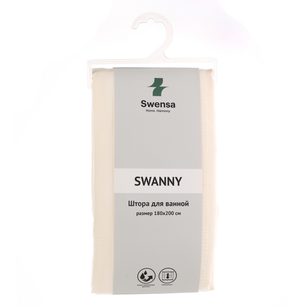 Штора для ванной 180х200см SWANNY, CREAM5, экрю, полиэстер, SWC-80-24-CRM, арт.№ 461-647