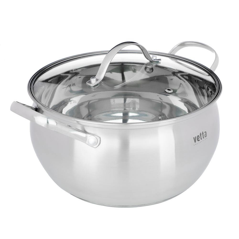 VETTA Женева Кастрюля 22х12,5см. 4,9л. со стекл. крышкой, индукция, арт.№ 822-085