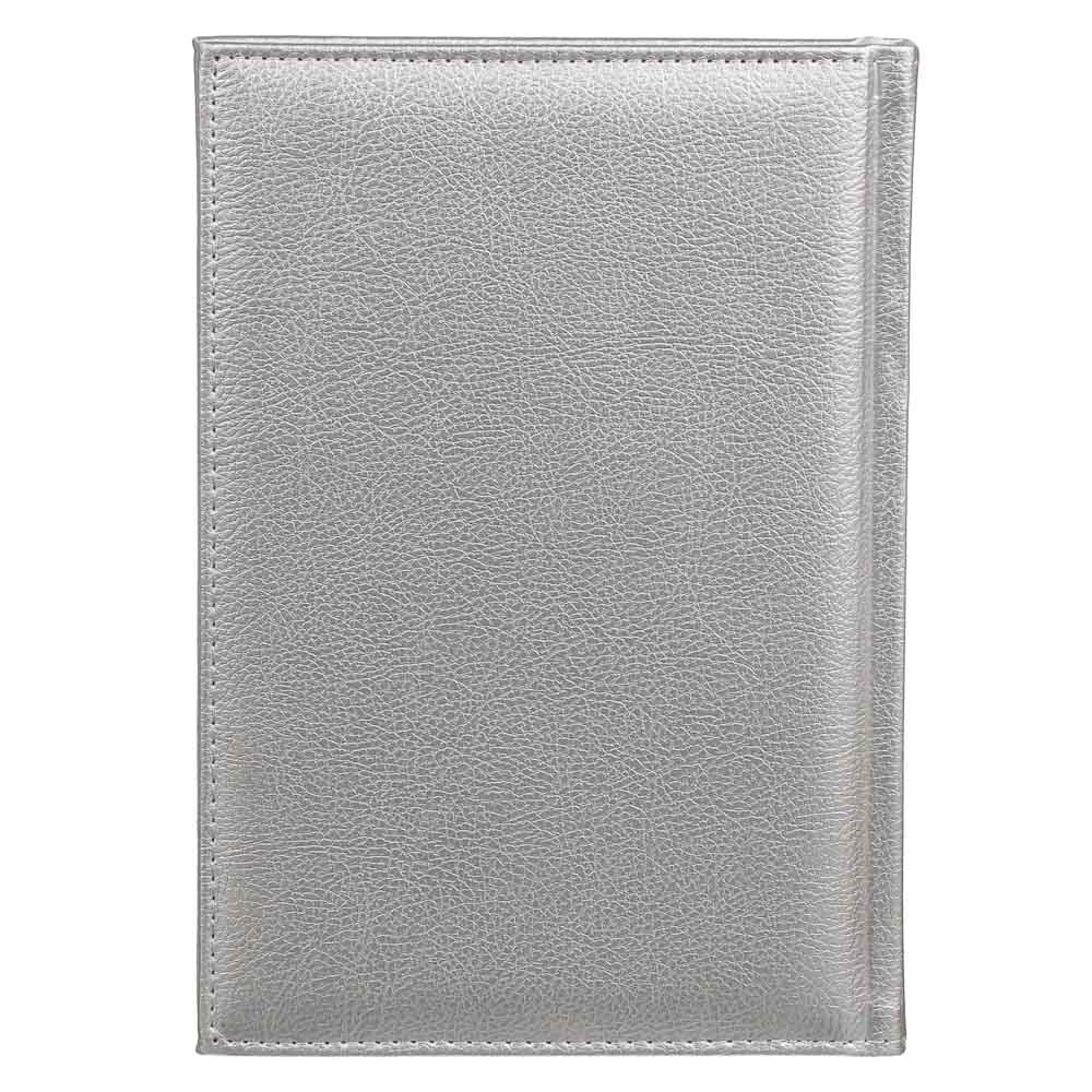 Ежедневник на 2022 "Софт" А5,352стр, твердая обл.с поролоном, аппликация, ПУ, серебр.металлик, арт.№ 572-075