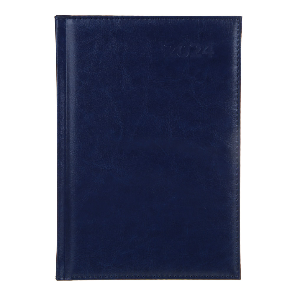 Ежедневник на 2024 "БИЗНЕС" А5, 352 стр., тв.обл.с поролоном, искусственная кожа, синий, арт.№ 572-131