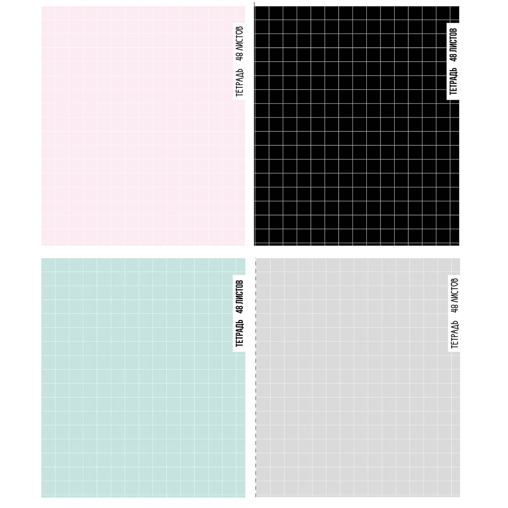 Тетрадь общая 48л. в клетку, БЕЛЫЕ ЛИСТЫ, обложка картон, скрепка, УФ лак, "Ничего лишнего" 4 диз, арт.№ 524-348