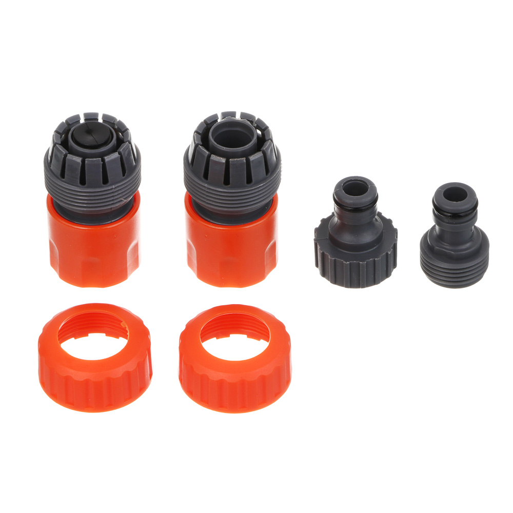 INBLOOM Набор для полива (пистолет 8 реж- 1шт., 3/4" коннектор- 2шт., 1/2"-3/4" штуцер-1шт.) ПП, арт.№ 167-040