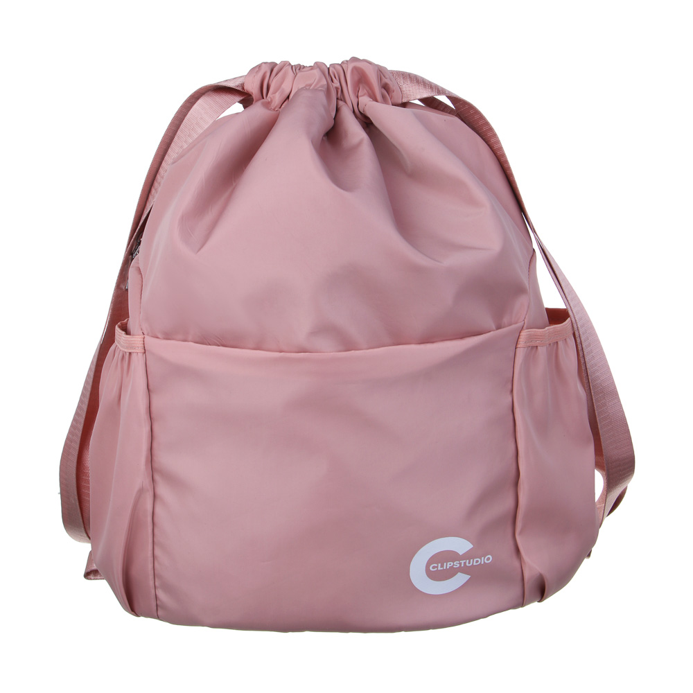 Рюкзак - мешок 41х31х14см, 1 отд.на завязке, 4 кармана, широкий ремень, нейлон, розовый, арт.№ 593-006