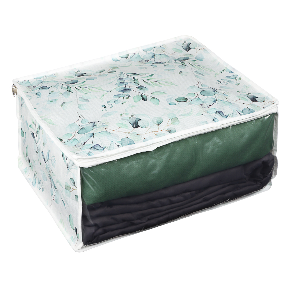 VETTA РИО-ДЕ-ЖАНЕЙРО Кофр для подушек и одеял с прозрачным окном, 50х40х25см, спанбонд, ПЕВА, арт.№ 457-598