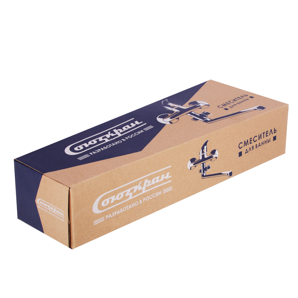 СоюзКран Смеситель для ванны с дл. изливом SK1032, керам. дивертор, с душ набором, 40мм, цинк, арт.№ 567-024