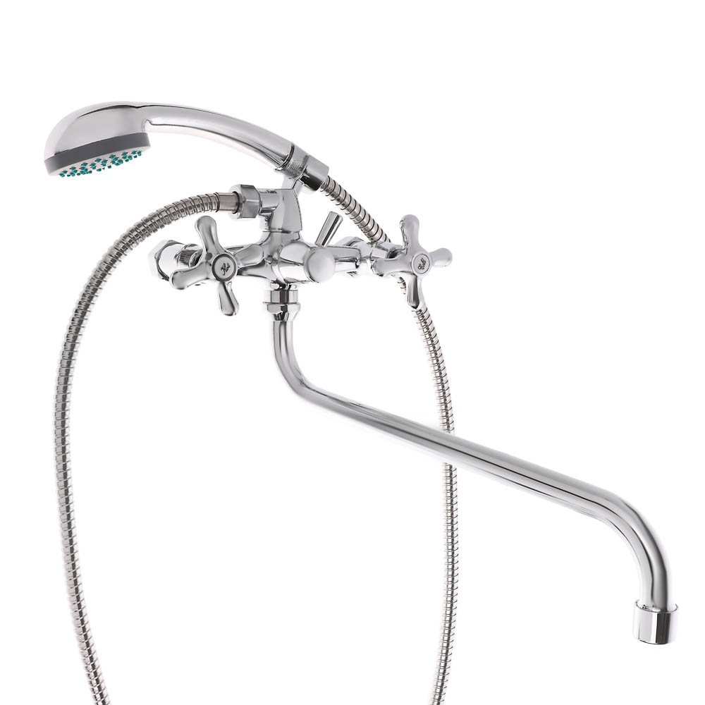 СоюзКран Смеситель для ванны с душем, круглый излив 30см, кер. кран-буксы 1/2, хром, цинк, SK08-S222, арт.№ 567-037