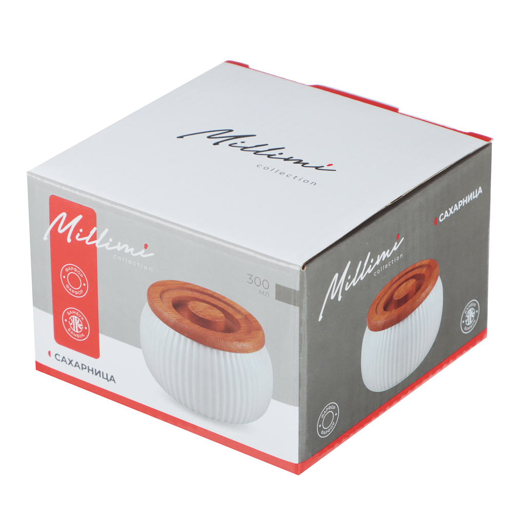 Сахарница тм MILLIMI, 300мл, фарфор, бамбук, арт.№ 816-272