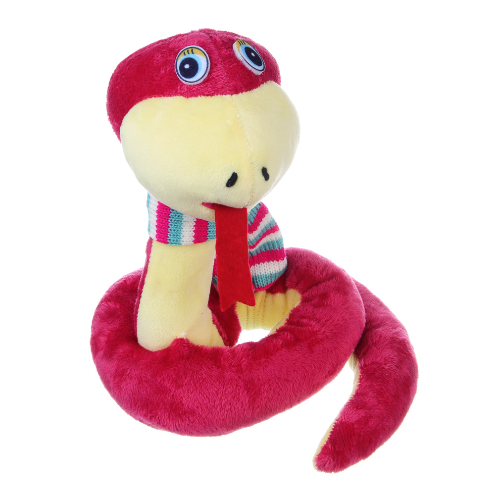 СНОУ БУМ Сувенир мягкий змейка, полиэстер, 18x18x23см, цвет красный, арт.№ 394-020