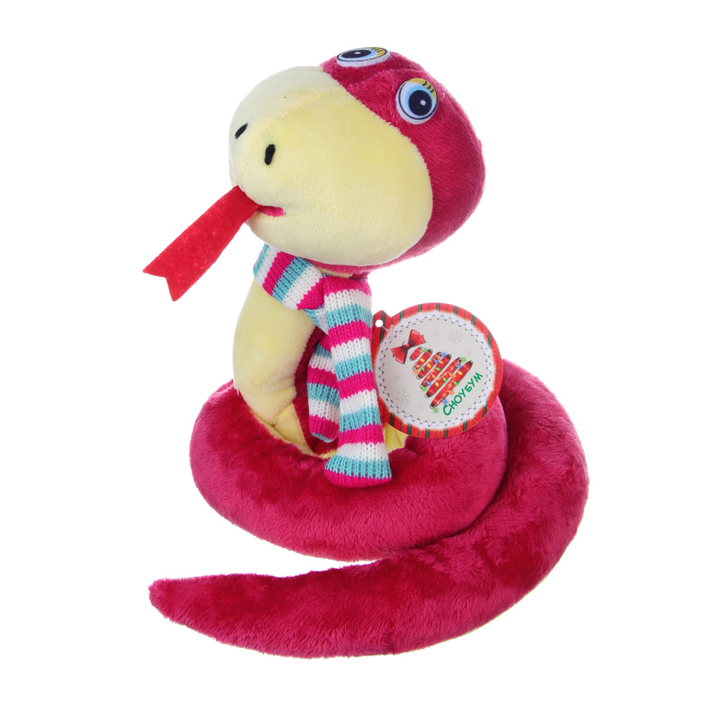 СНОУ БУМ Сувенир мягкий змейка, полиэстер, 18x18x23см, цвет красный, арт.№ 394-020