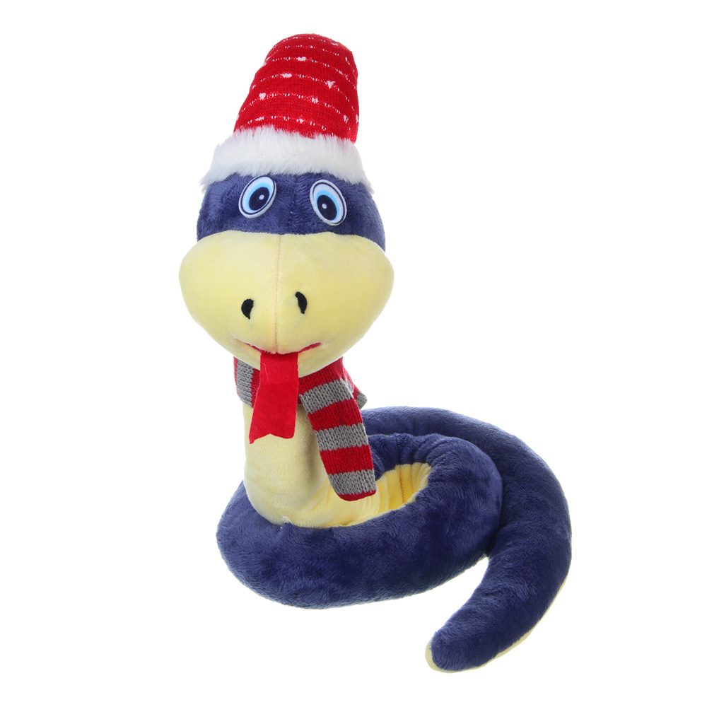 СНОУ БУМ Сувенир мягкий змейка, полиэстер, 16,5x16,5x35см, цвет синий, арт.№ 394-021