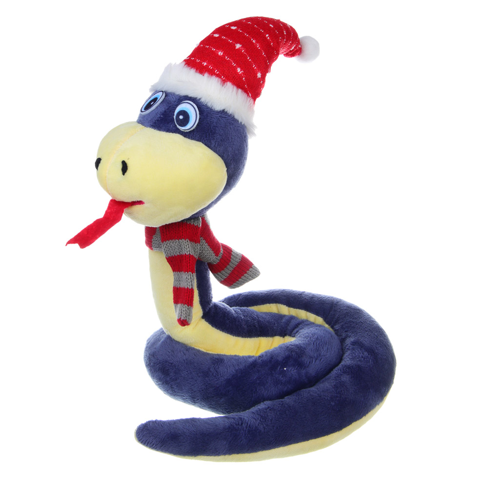 СНОУ БУМ Сувенир мягкий змейка, полиэстер, 16,5x16,5x35см, цвет синий, арт.№ 394-021