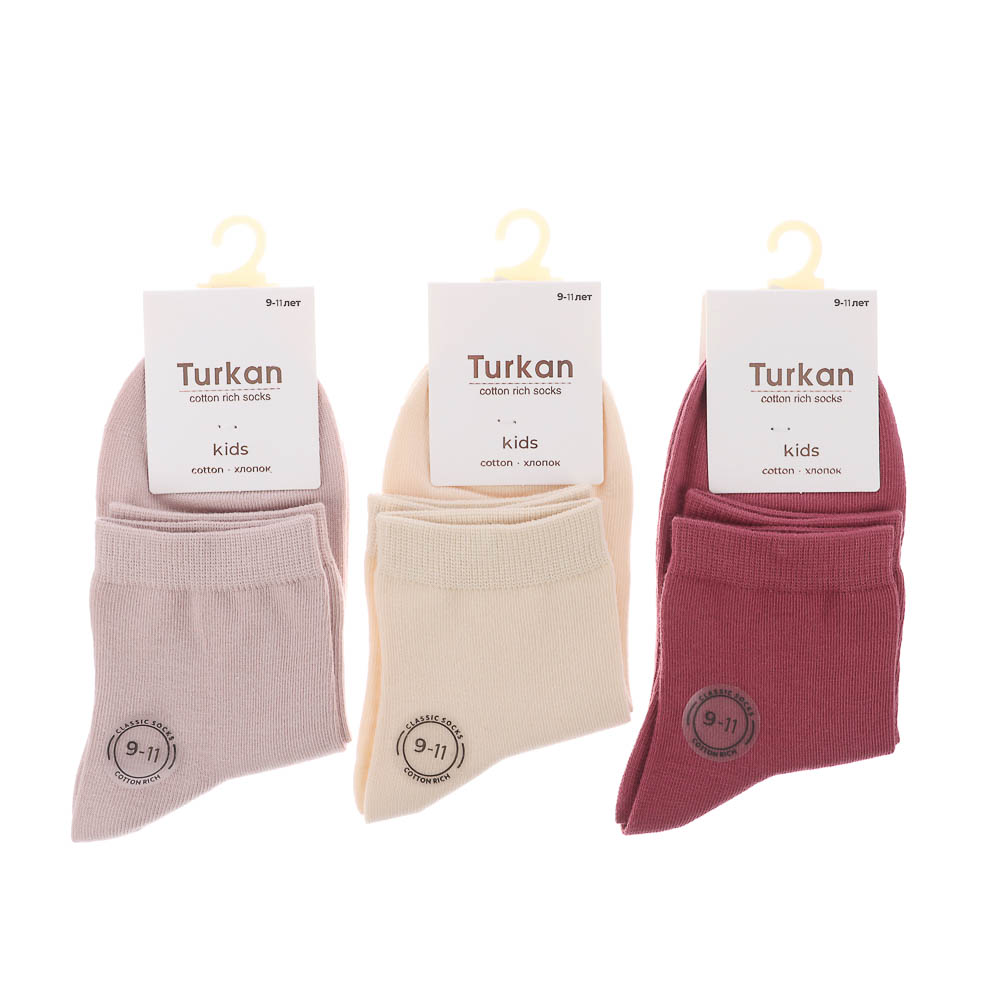 Носки детские, бесшовные, тм Turkan, 9-11 лет, 90%хлопок, 8% п/а, 2%лайкра,цвета в ас-те, R0626, арт.№ 019-577