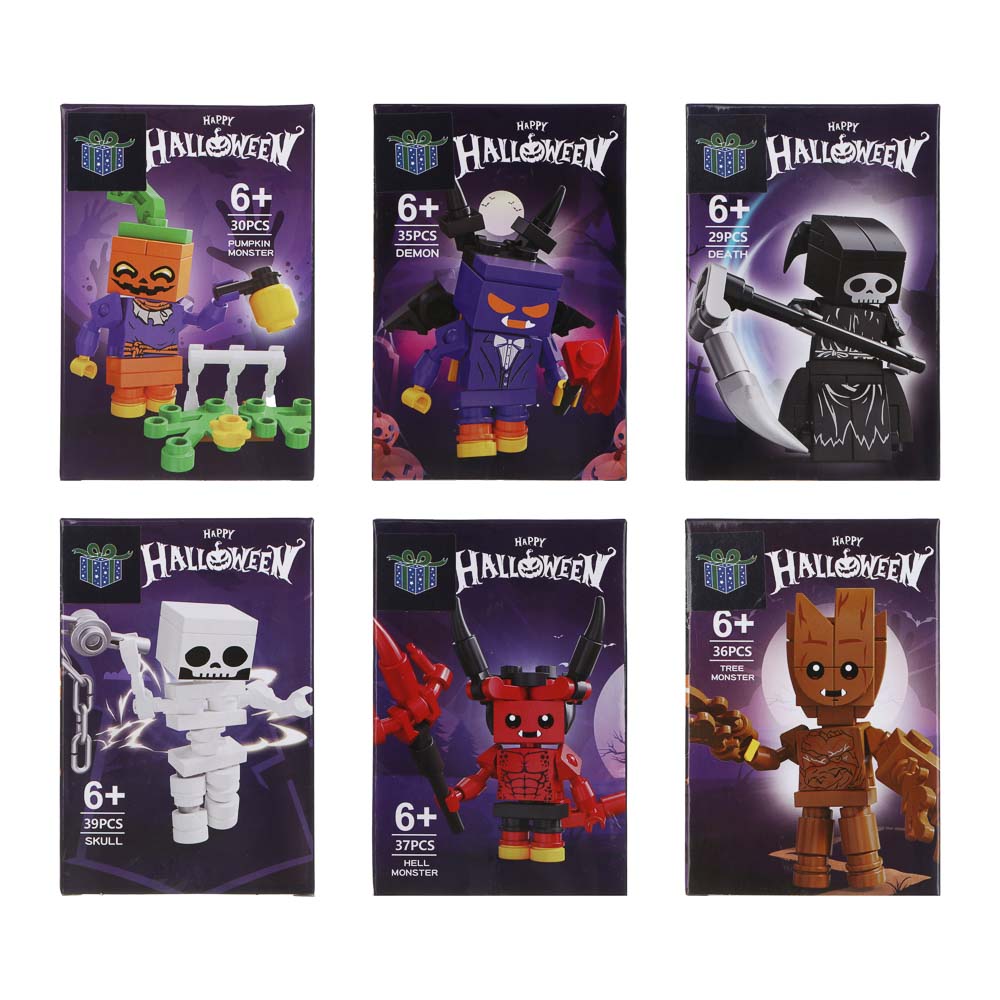 ИГРОЛЕНД Конструктор "Страшилки", 29-39 дет., 8х3,7х12 см, ABS, 4 вида, арт.№ 265-680