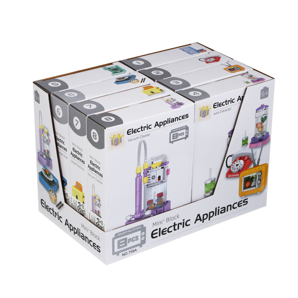 ИГРОЛЕНД Конструктор "Бытовая техника", 13х4х18,5 см, ABS, 8 видов, арт.№ 858-086