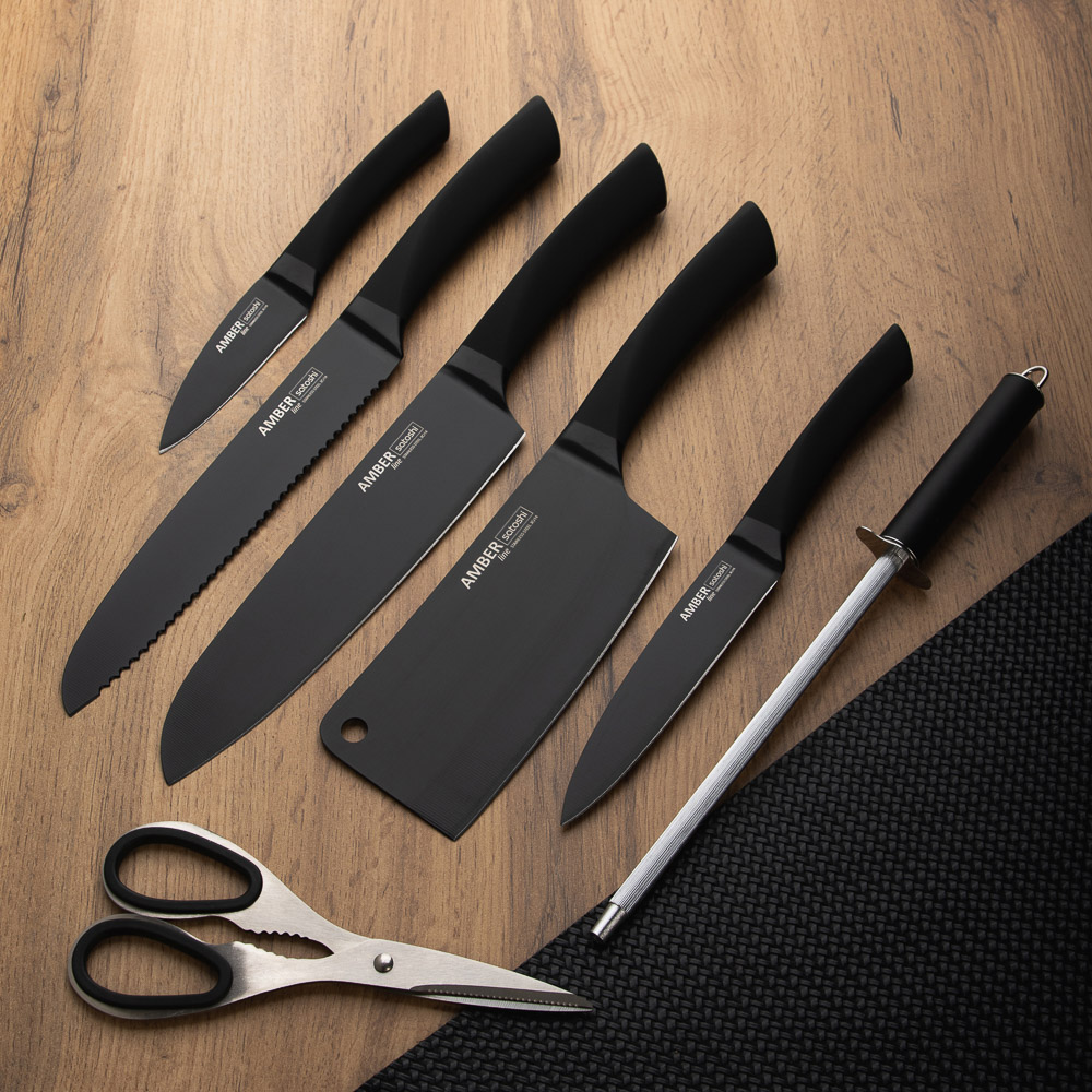 SATOSHI Амбер Набор ножей кухонных 8пр, акриловая подставка, арт.№ 803-306