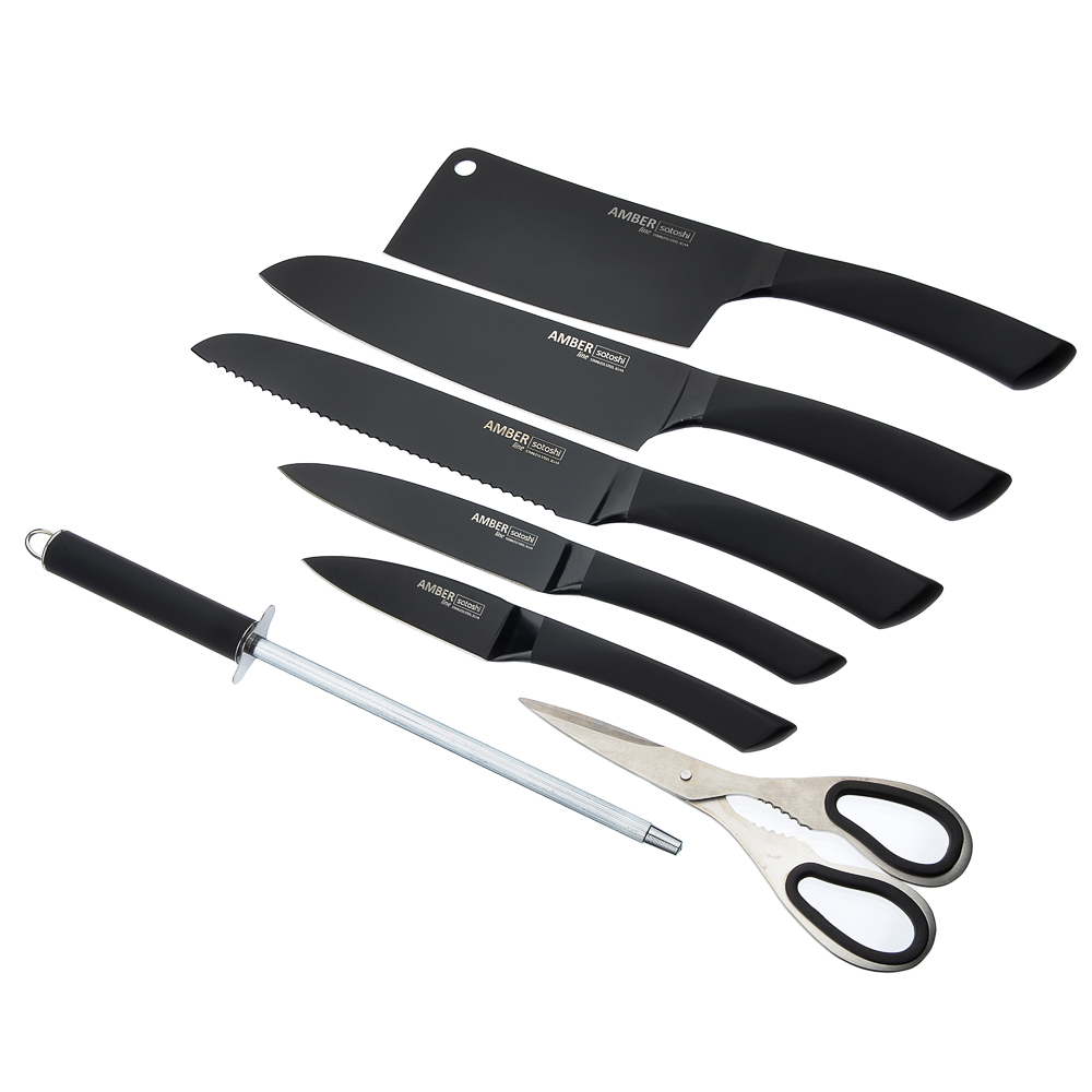 SATOSHI Амбер Набор ножей кухонных 8пр, акриловая подставка, арт.№ 803-306