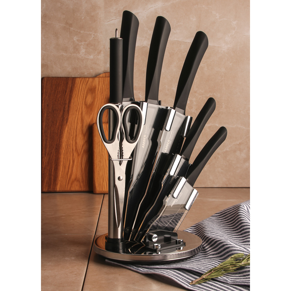 SATOSHI Амбер Набор ножей кухонных 8пр, акриловая подставка, арт.№ 803-306