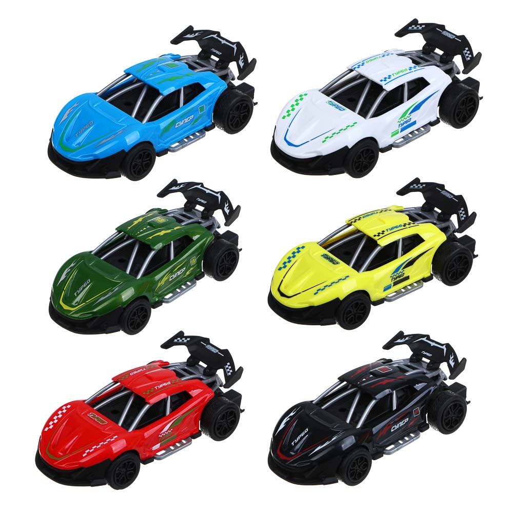 ИГРОЛЕНД Машинка "Супергонки", инерция, АБС, PP, 13,2х7,3х6,6 см, 6 дизайнов, арт.№ 292-018