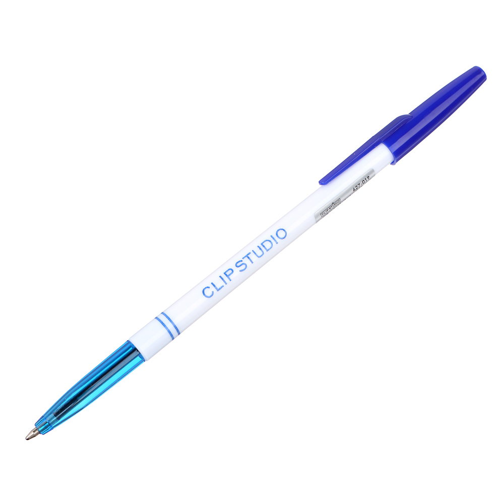 Ручка шариковая ClipStudio синяя, наконечник 0,7 мм, белый корпус, арт.№ 627-019