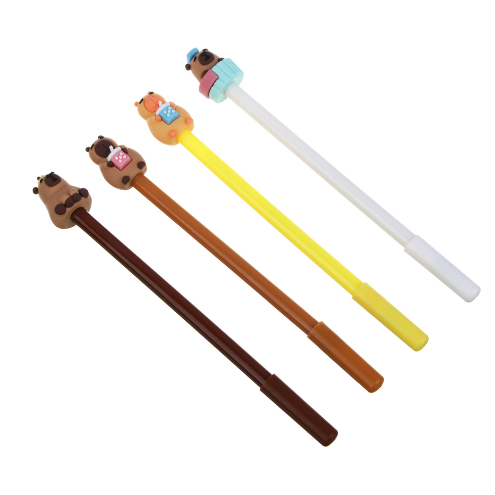 Ручка гелевая синяя, с наконечником в форме капибары, 4 дизайна, арт.№ 591-204