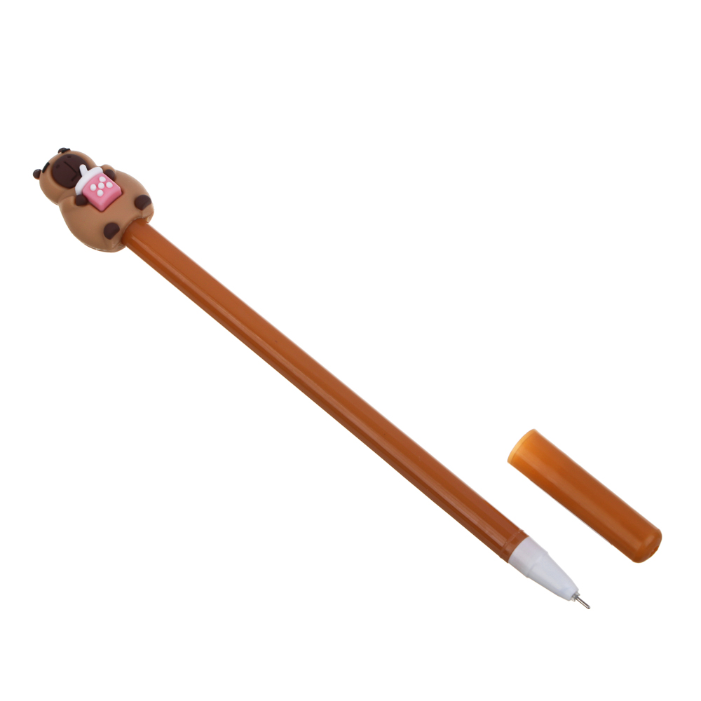 Ручка гелевая синяя, с наконечником в форме капибары, 4 дизайна, арт.№ 591-204