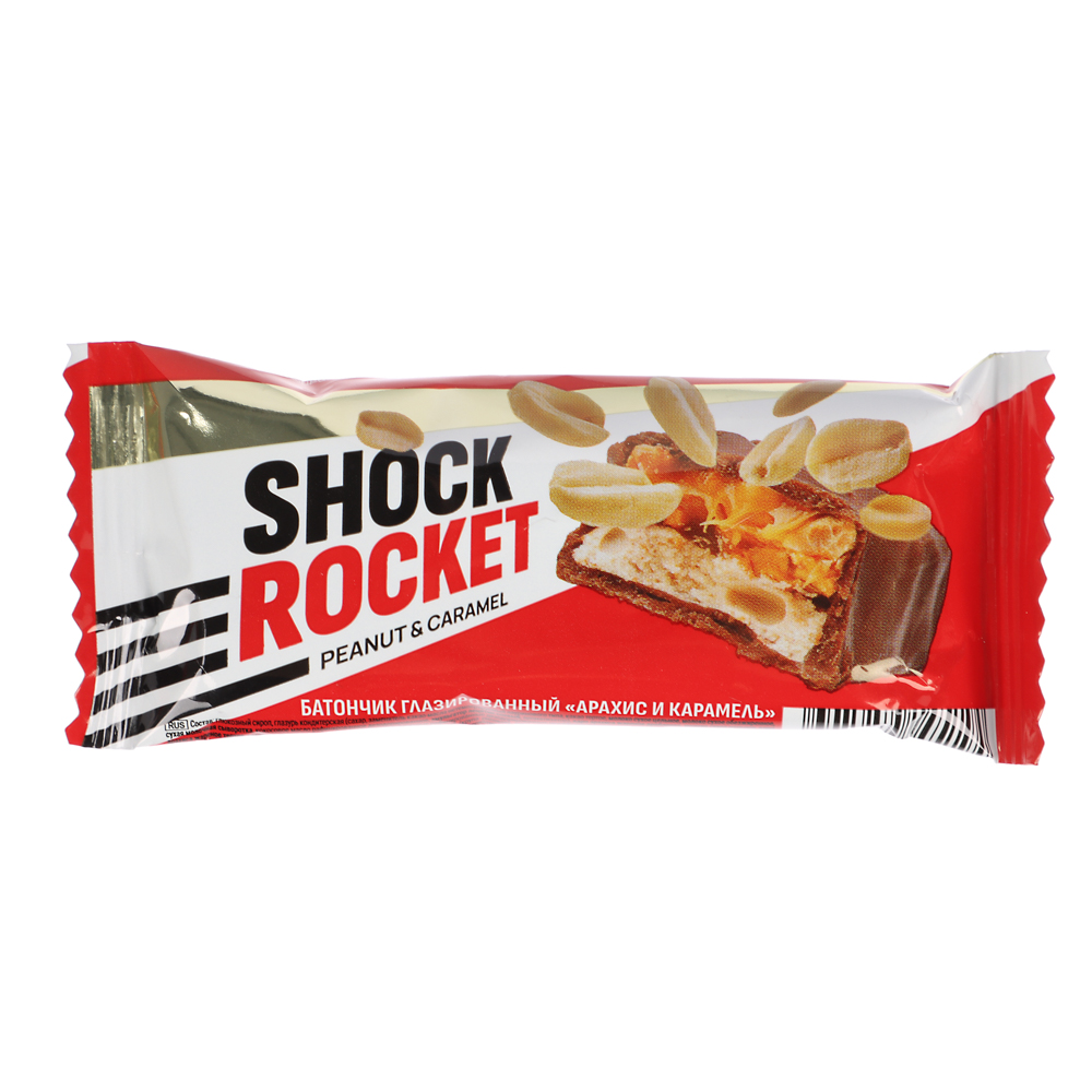 Батончик SHOCK ROCKET "Арахис и карамель", 40г, арт.№ 347-334