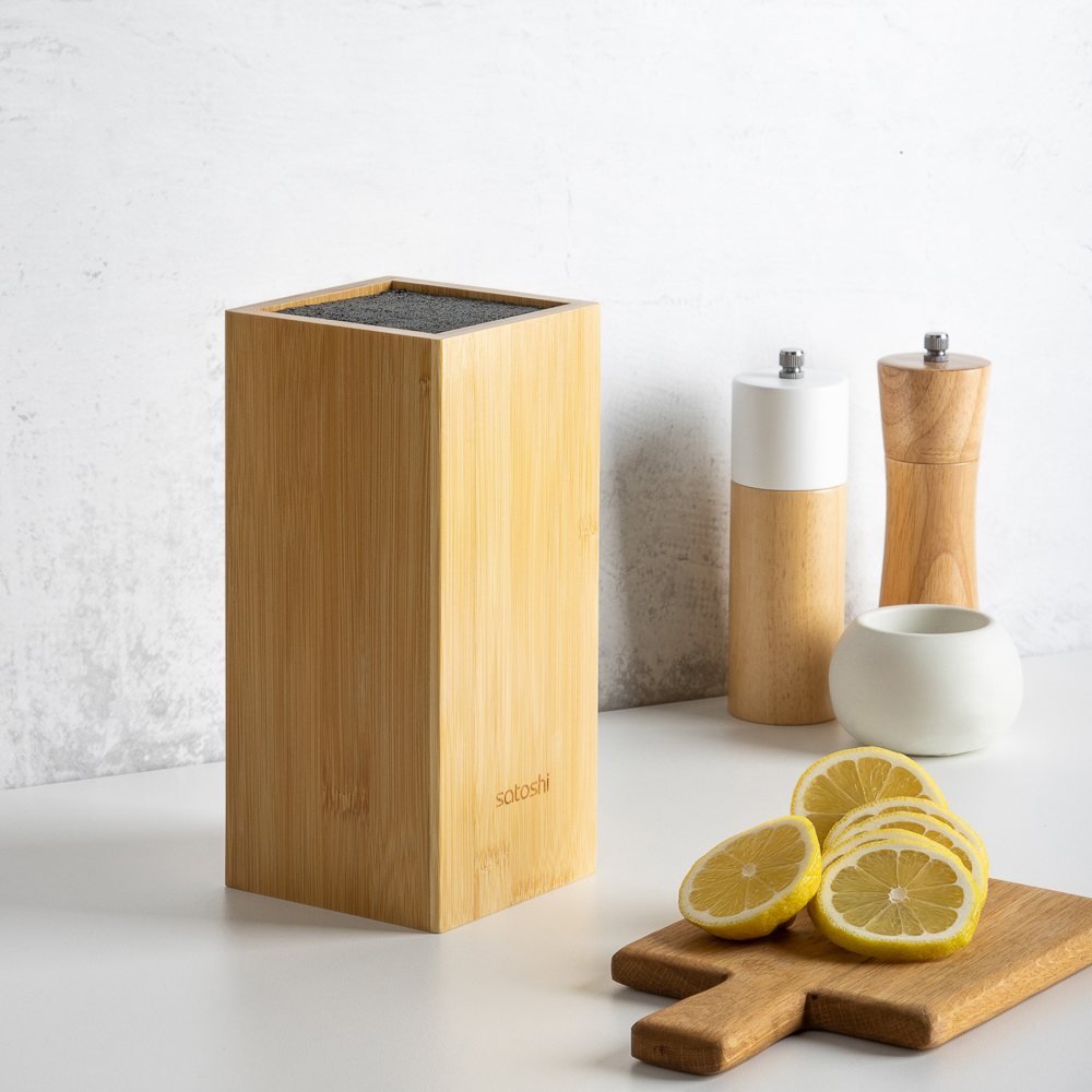 SATOSHI Бамбук Подставка для ножей 10х10х22,5см, полипропиленовые разделители, арт.№ 803-336