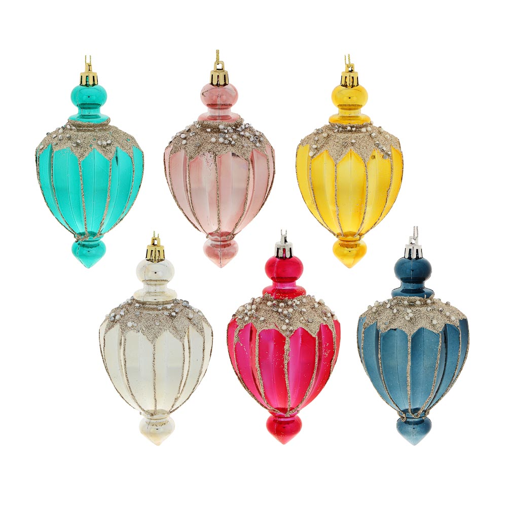 СНОУ БУМ Премиум Подвеска "Фонарик" 12см, пластик, стразы, 6 цветов, арт.№ 397-318