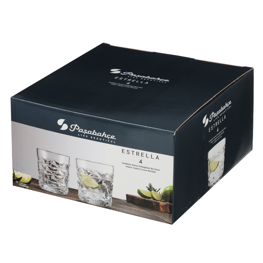 PASABAHCE Эстрелла Стакан 4шт 305мл, стекло, инд. упаковка, арт.№ 878-651