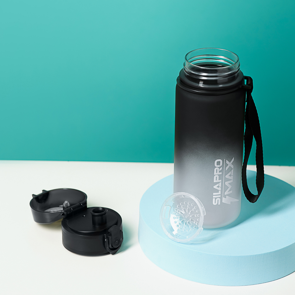 SILAPRO MAX Бутылка спортивная с замком, серая, 550мл, РС, РР, арт.№ 088-054
