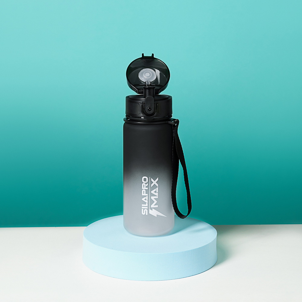 SILAPRO MAX Бутылка спортивная с замком, серая, 550мл, РС, РР, арт.№ 088-054