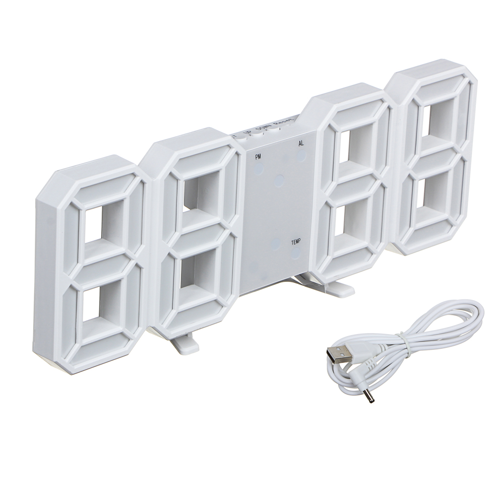 LADECOR CHRONO Часы LED с функцией будильника, USB, пластик, 23х8,5х4 см, арт.№ 529-119