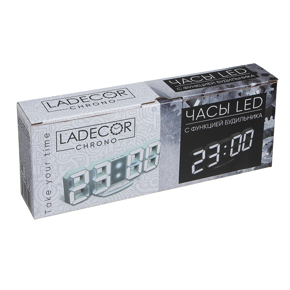 LADECOR CHRONO Часы LED с функцией будильника, USB, пластик, 23х8,5х4 см, арт.№ 529-119