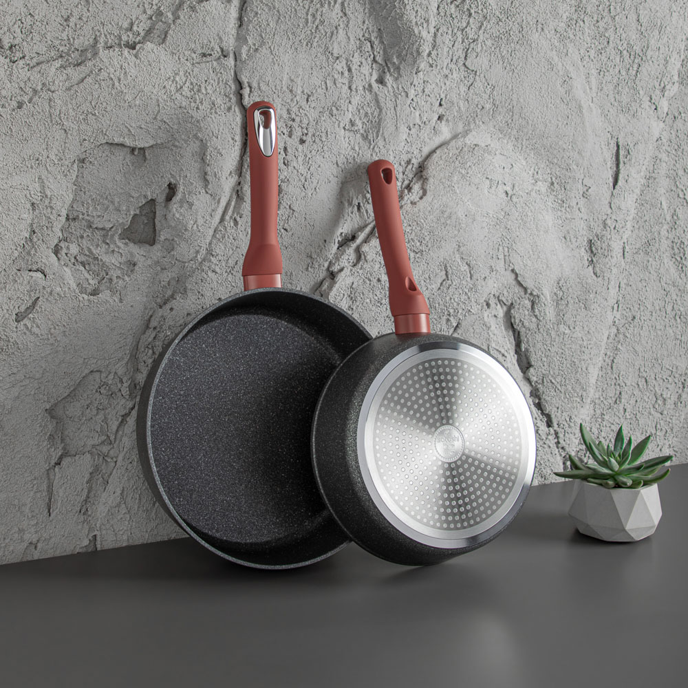 SATOSHI Лувьер Сковорода литая глубокая d24см, антипригарное покрытие мрамор, индукция, арт.№ 846-651