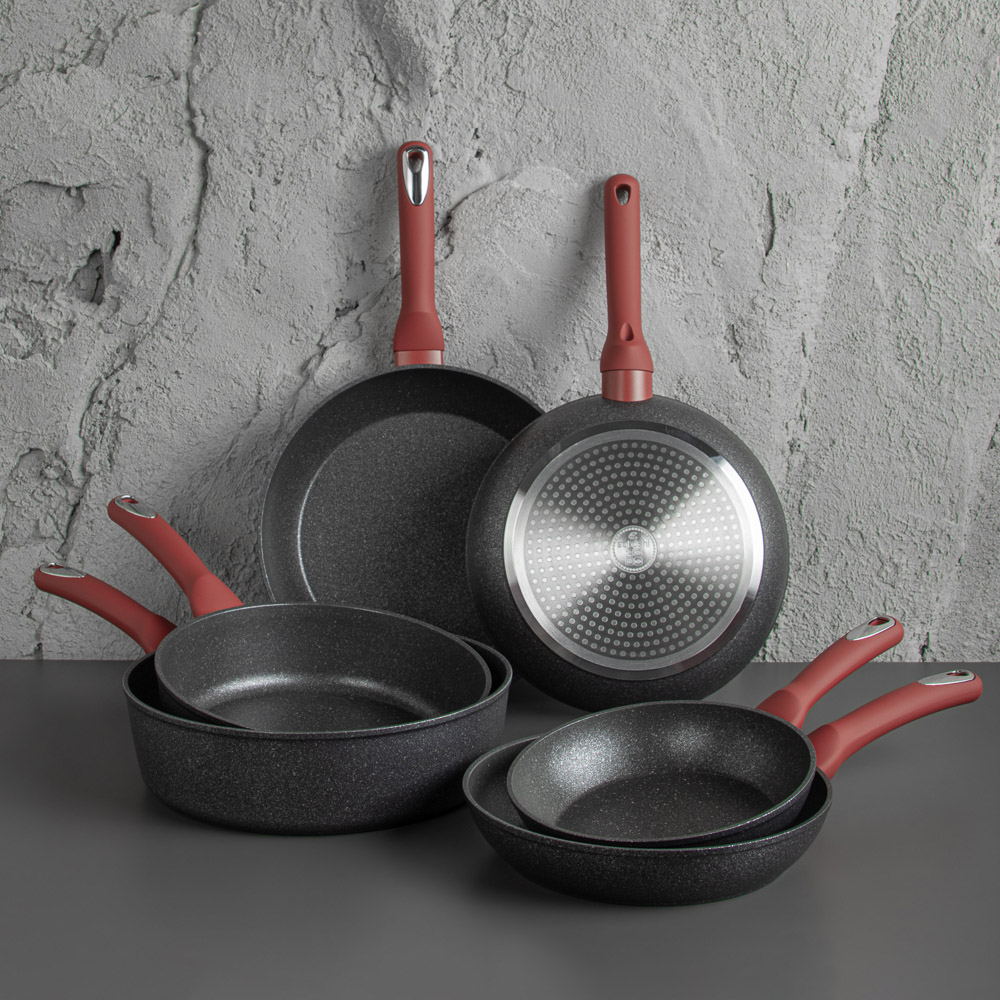 SATOSHI Лувьер Сковорода литая глубокая d24см, антипригарное покрытие мрамор, индукция, арт.№ 846-651