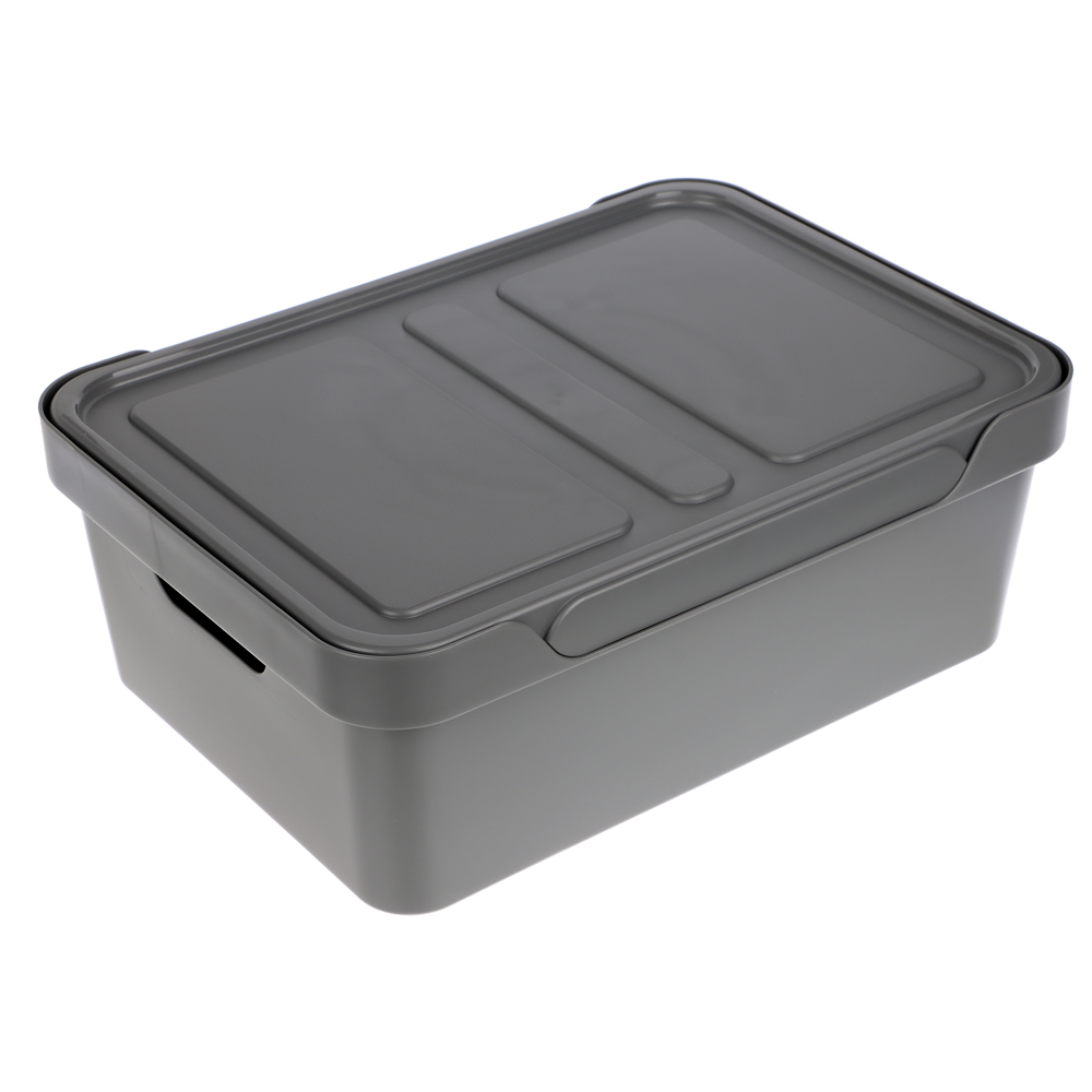 Ящик с крышкой универсальный Luxe, 380х276х140мм, 12л, серый, арт.№ 457-826