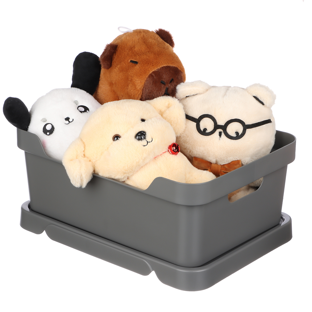 Ящик с крышкой универсальный Luxe, 380х276х140мм, 12л, серый, арт.№ 457-826