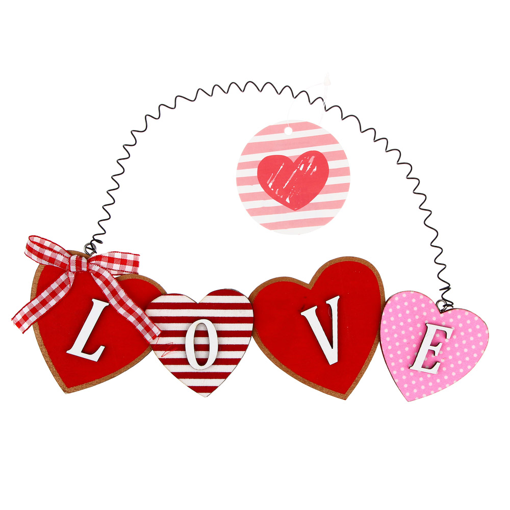 Декор на подвесе, сердца, 24x7,5 см, МДФ, арт.№ 597-252