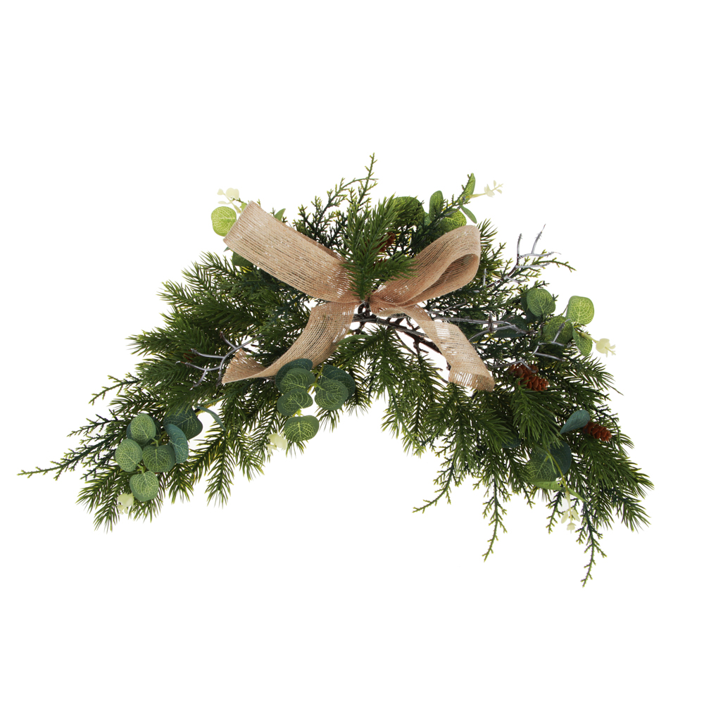 СНОУ БУМ Хвойное украшение с бантом, 60x10x23см, пластик, арт.№ 386-222