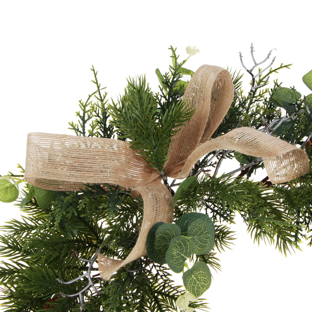 СНОУ БУМ Хвойное украшение с бантом, 60x10x23см, пластик, арт.№ 386-222