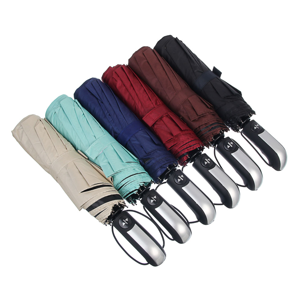 Зонт универсальный автомат, диаметр 102 см, 10 спиц, металл, полиэстер, UF, 6 цветов, арт.№ 302-406